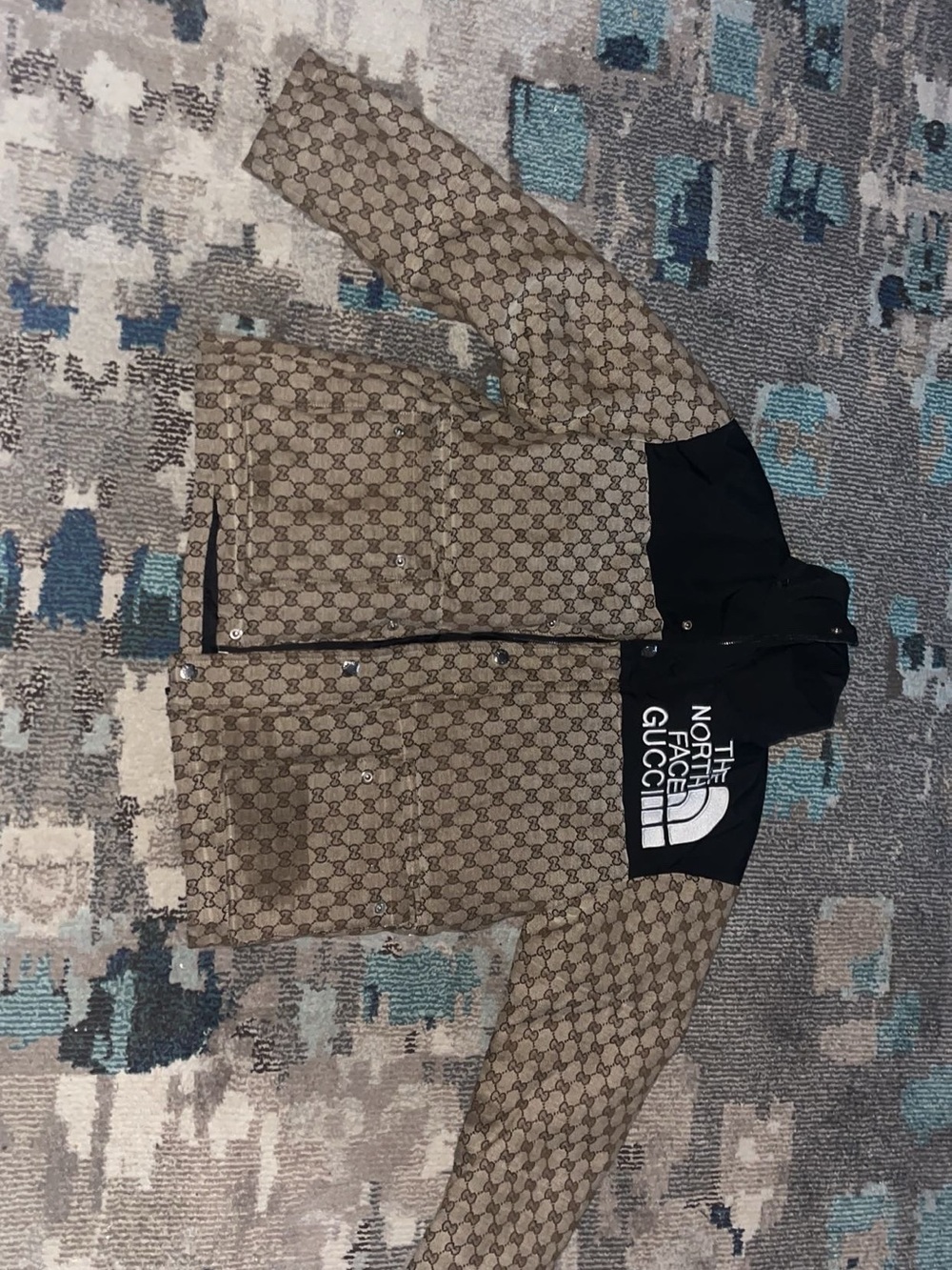 The North Face Brown Monogram Puffer Jacket with Black Yoke - Picture 5 of 6